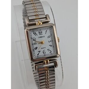 Carriage Timex Watch Women 19mm Case Two Tone Stretch Band New Battery